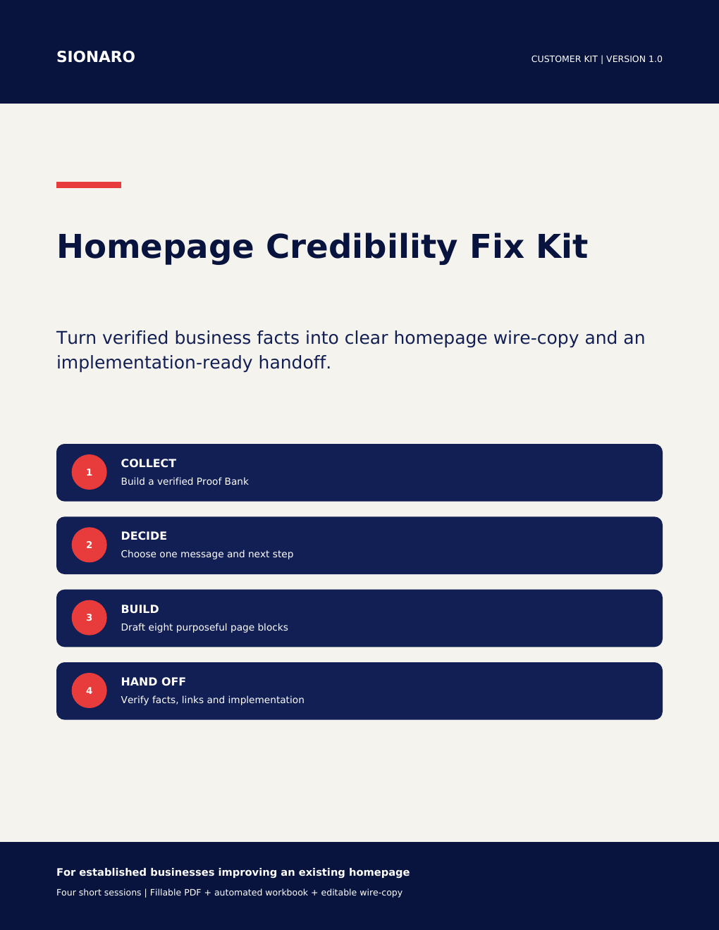 Homepage Credibility Fix Kit product cover